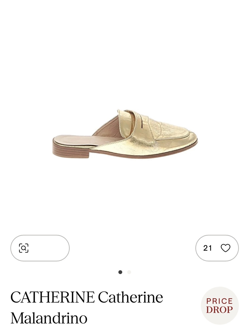 Catherine Malandrino Gold Leather Slip-On Loafer Mule